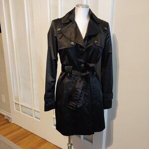 Jessica Simpson Antique Black Trench Coat Single Breasted  Size M